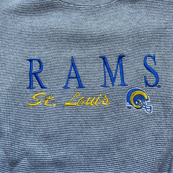 VINTAGE St Louis Rams Logo 7 Sweater Mens Extra Large Gray Crewneck Sweatshirt - Picture 3 of 9
